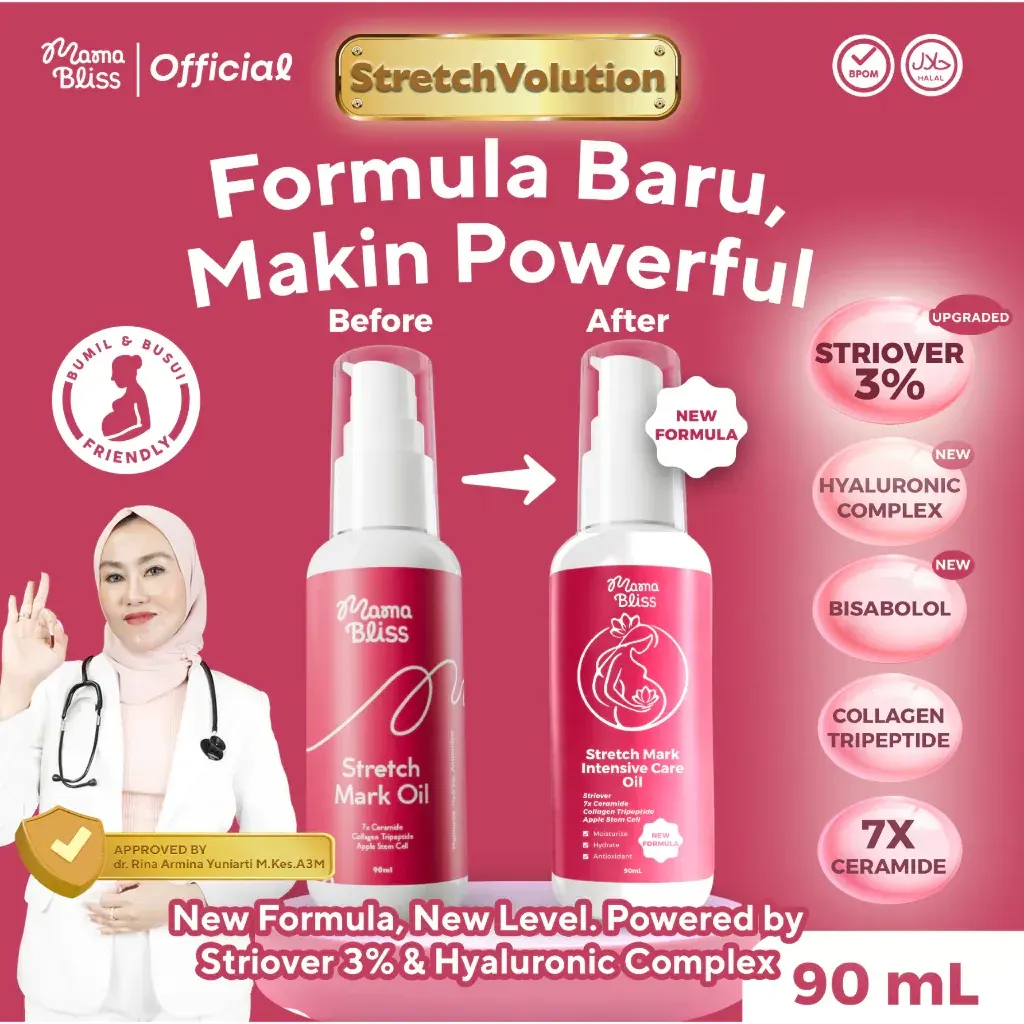 MamaBliss Stretch Mark Intensive Care Oil formula baru, 90 mL